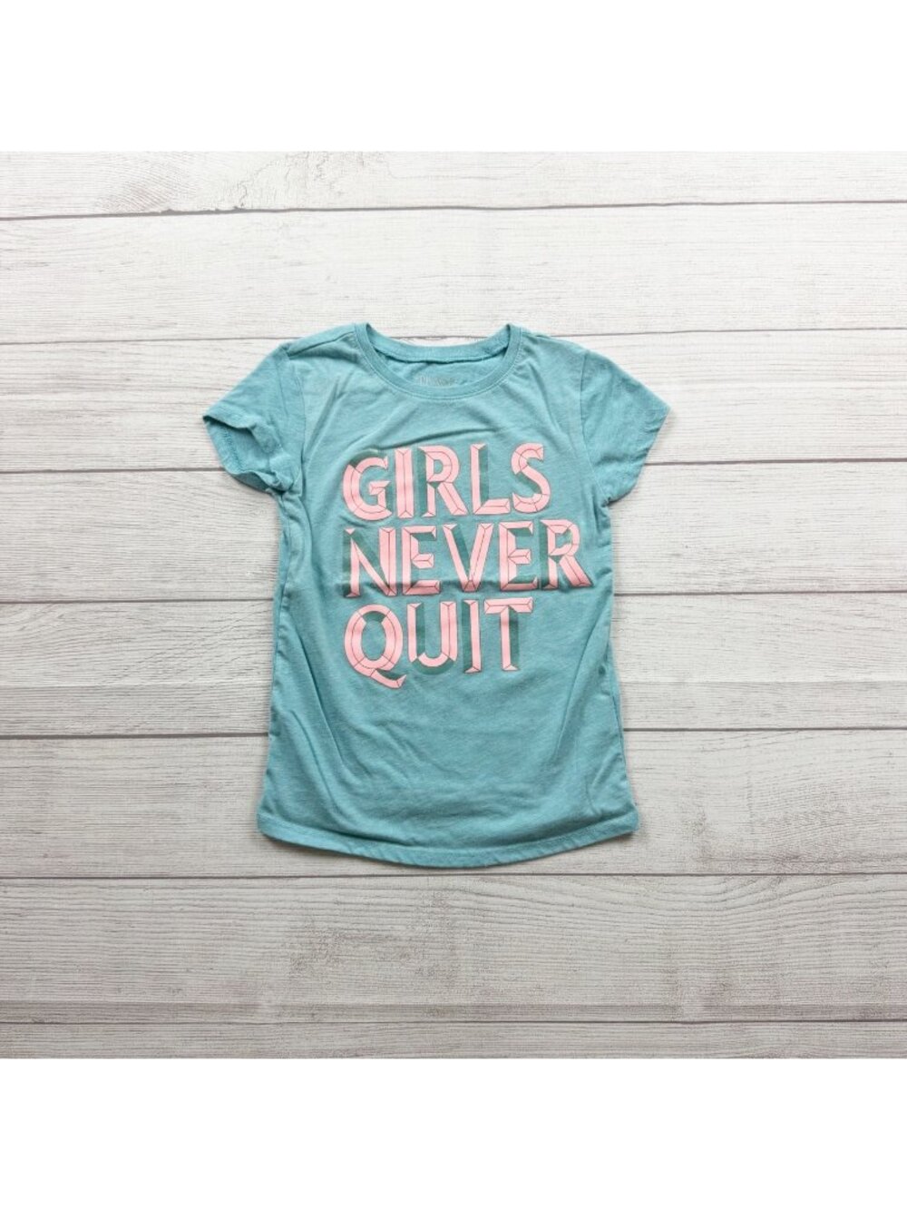Children's Place Girls Graphic Tee "Girls Never Quit" Short Sleeve S 5-6